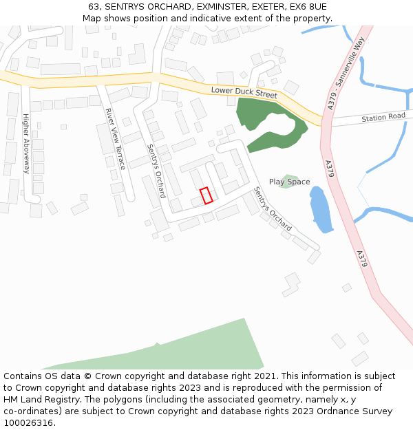 63, SENTRYS ORCHARD, EXMINSTER, EXETER, EX6 8UE: Location map and indicative extent of plot