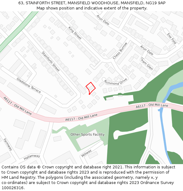 63, STAINFORTH STREET, MANSFIELD WOODHOUSE, MANSFIELD, NG19 9AP: Location map and indicative extent of plot