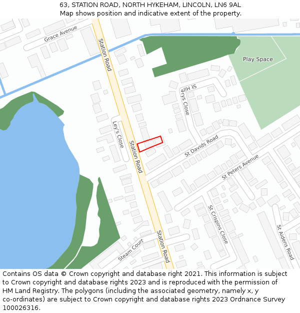 63, STATION ROAD, NORTH HYKEHAM, LINCOLN, LN6 9AL: Location map and indicative extent of plot