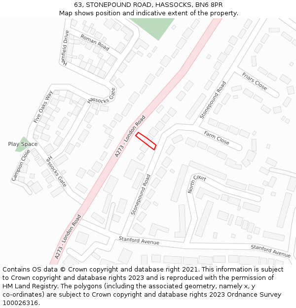 63, STONEPOUND ROAD, HASSOCKS, BN6 8PR: Location map and indicative extent of plot