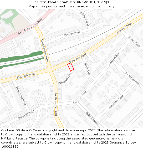 63, STOURVALE ROAD, BOURNEMOUTH, BH6 5JB: Location map and indicative extent of plot