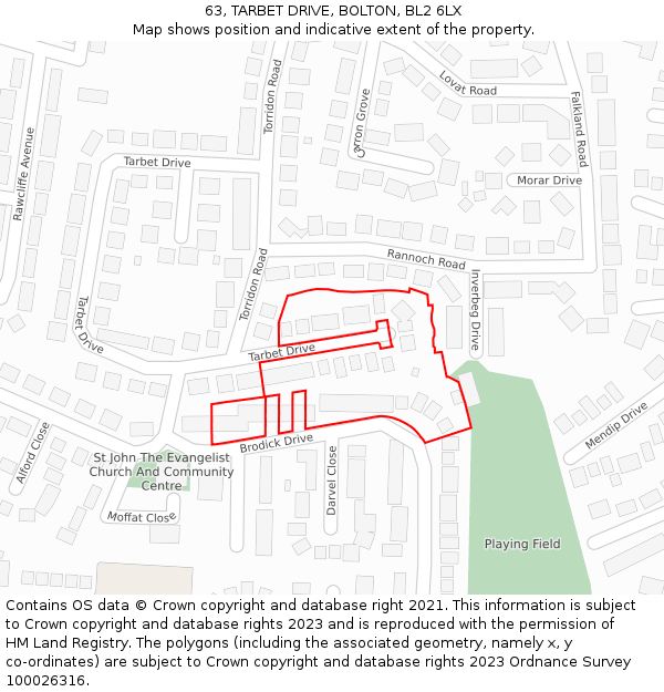 63, TARBET DRIVE, BOLTON, BL2 6LX: Location map and indicative extent of plot