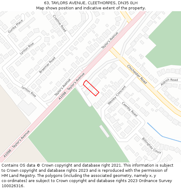 63, TAYLORS AVENUE, CLEETHORPES, DN35 0LH: Location map and indicative extent of plot