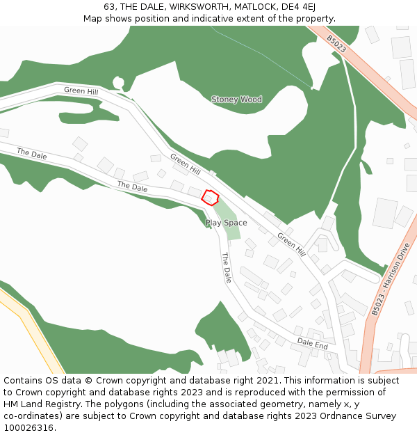 63, THE DALE, WIRKSWORTH, MATLOCK, DE4 4EJ: Location map and indicative extent of plot