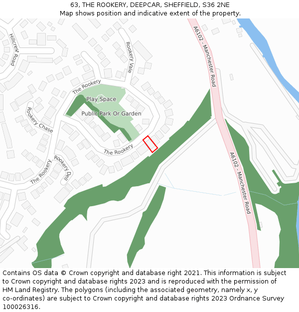 63, THE ROOKERY, DEEPCAR, SHEFFIELD, S36 2NE: Location map and indicative extent of plot