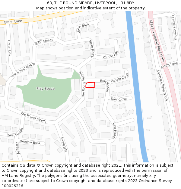63, THE ROUND MEADE, LIVERPOOL, L31 8DY: Location map and indicative extent of plot