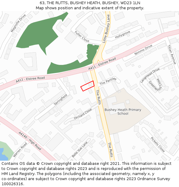 63, THE RUTTS, BUSHEY HEATH, BUSHEY, WD23 1LN: Location map and indicative extent of plot