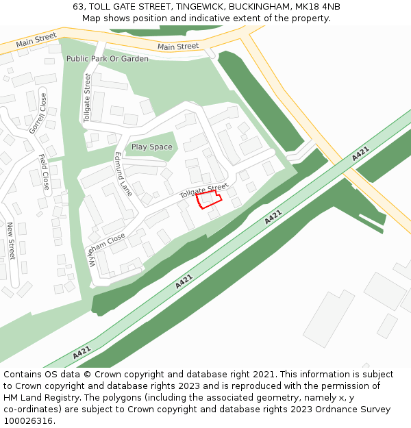 63, TOLL GATE STREET, TINGEWICK, BUCKINGHAM, MK18 4NB: Location map and indicative extent of plot