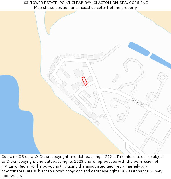 63, TOWER ESTATE, POINT CLEAR BAY, CLACTON-ON-SEA, CO16 8NG: Location map and indicative extent of plot