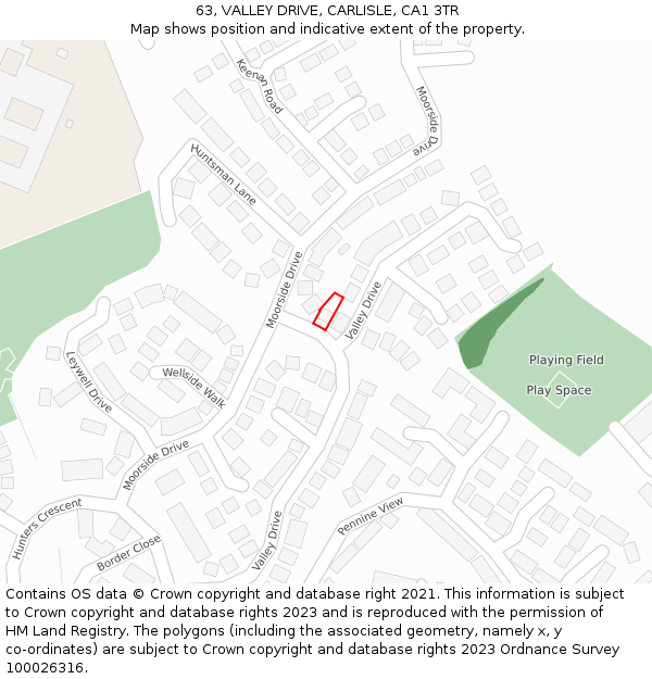 63, VALLEY DRIVE, CARLISLE, CA1 3TR: Location map and indicative extent of plot
