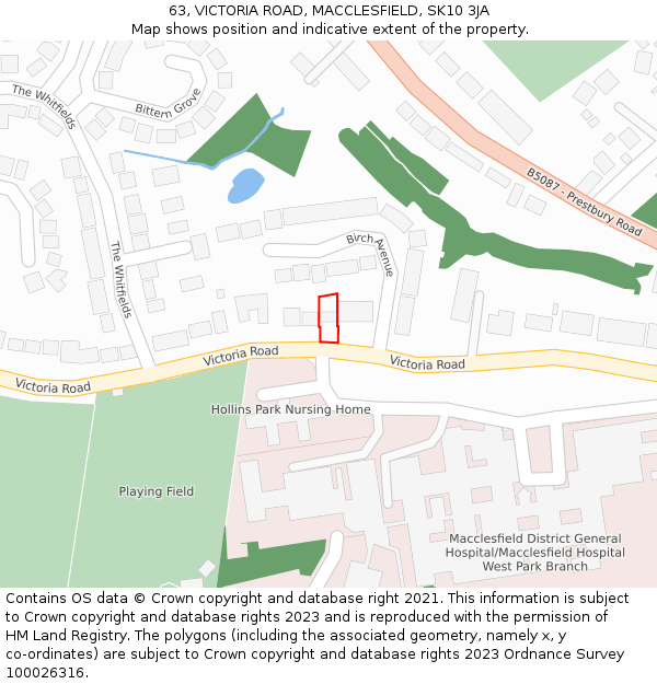 63, VICTORIA ROAD, MACCLESFIELD, SK10 3JA: Location map and indicative extent of plot