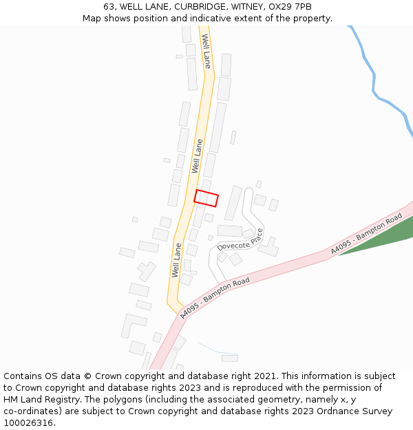 63, WELL LANE, CURBRIDGE, WITNEY, OX29 7PB: Location map and indicative extent of plot