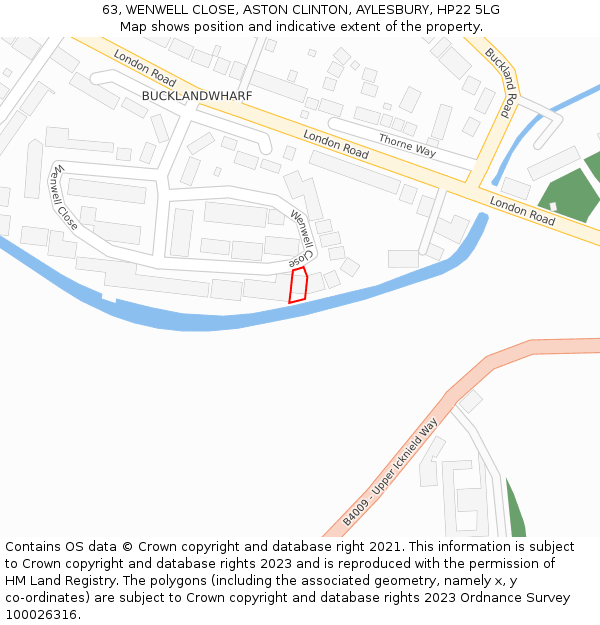 63, WENWELL CLOSE, ASTON CLINTON, AYLESBURY, HP22 5LG: Location map and indicative extent of plot