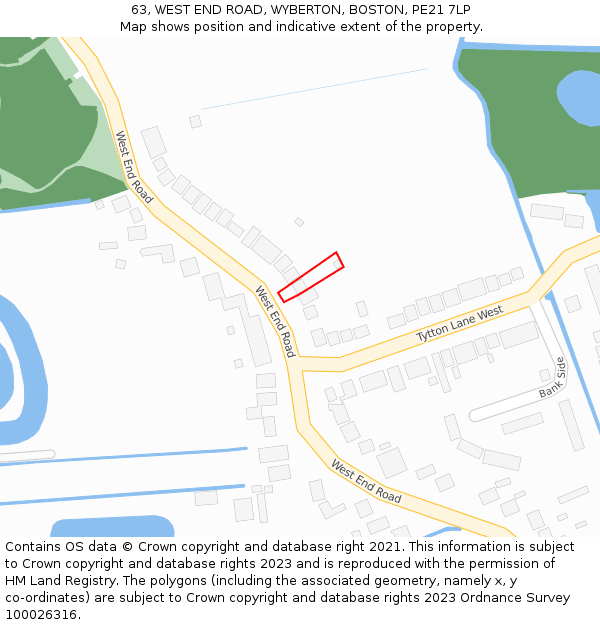 63, WEST END ROAD, WYBERTON, BOSTON, PE21 7LP: Location map and indicative extent of plot