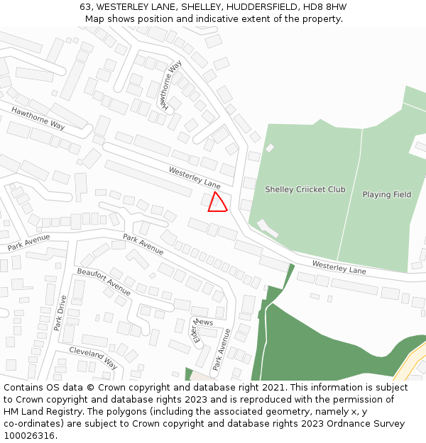 63, WESTERLEY LANE, SHELLEY, HUDDERSFIELD, HD8 8HW: Location map and indicative extent of plot