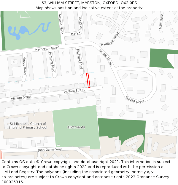 63, WILLIAM STREET, MARSTON, OXFORD, OX3 0ES: Location map and indicative extent of plot