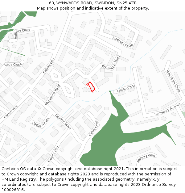 63, WYNWARDS ROAD, SWINDON, SN25 4ZR: Location map and indicative extent of plot