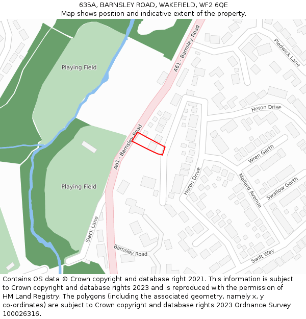 635A, BARNSLEY ROAD, WAKEFIELD, WF2 6QE: Location map and indicative extent of plot