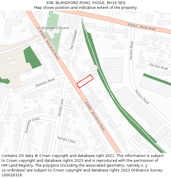 638, BLANDFORD ROAD, POOLE, BH16 5EQ: Location map and indicative extent of plot