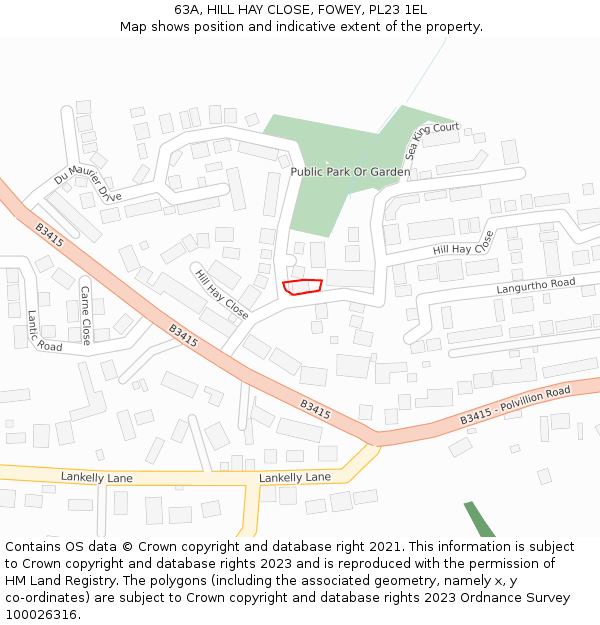 63A, HILL HAY CLOSE, FOWEY, PL23 1EL: Location map and indicative extent of plot