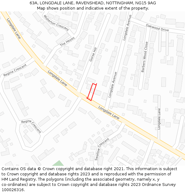 63A, LONGDALE LANE, RAVENSHEAD, NOTTINGHAM, NG15 9AG: Location map and indicative extent of plot