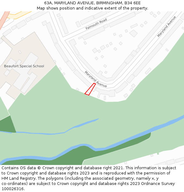 63A, MARYLAND AVENUE, BIRMINGHAM, B34 6EE: Location map and indicative extent of plot