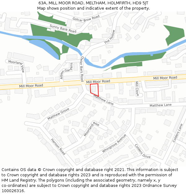 63A, MILL MOOR ROAD, MELTHAM, HOLMFIRTH, HD9 5JT: Location map and indicative extent of plot