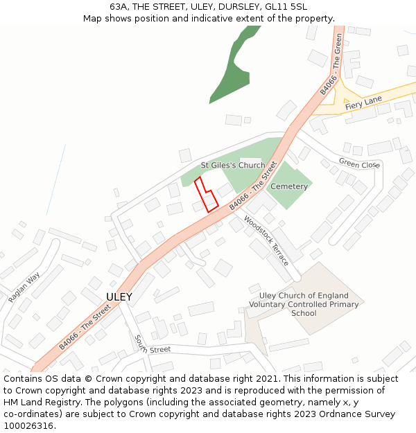 63A, THE STREET, ULEY, DURSLEY, GL11 5SL: Location map and indicative extent of plot