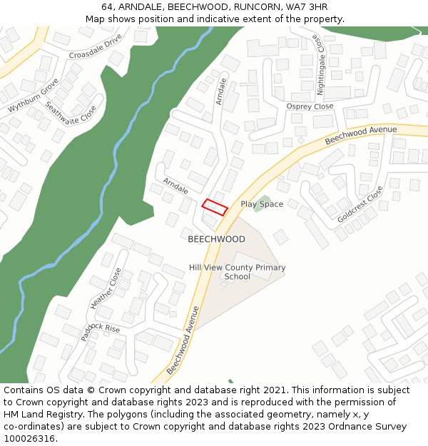 64, ARNDALE, BEECHWOOD, RUNCORN, WA7 3HR: Location map and indicative extent of plot