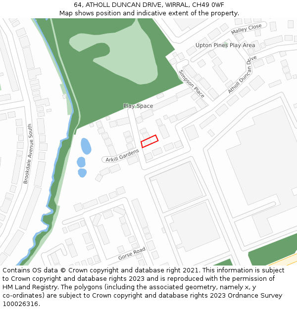 64, ATHOLL DUNCAN DRIVE, WIRRAL, CH49 0WF: Location map and indicative extent of plot