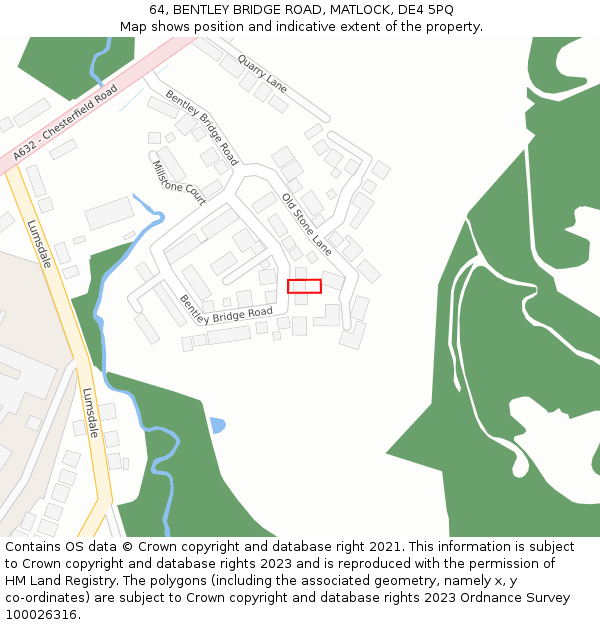 64, BENTLEY BRIDGE ROAD, MATLOCK, DE4 5PQ: Location map and indicative extent of plot