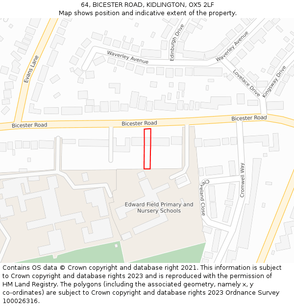 64, BICESTER ROAD, KIDLINGTON, OX5 2LF: Location map and indicative extent of plot