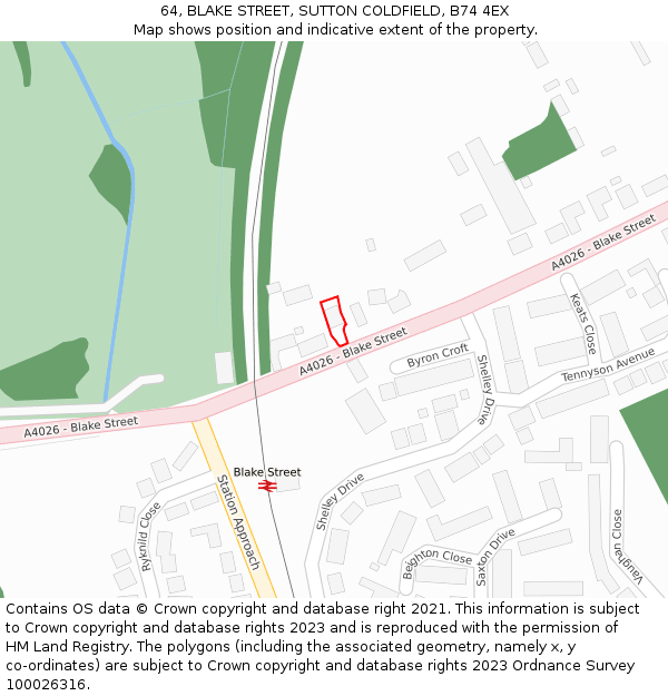 64, BLAKE STREET, SUTTON COLDFIELD, B74 4EX: Location map and indicative extent of plot