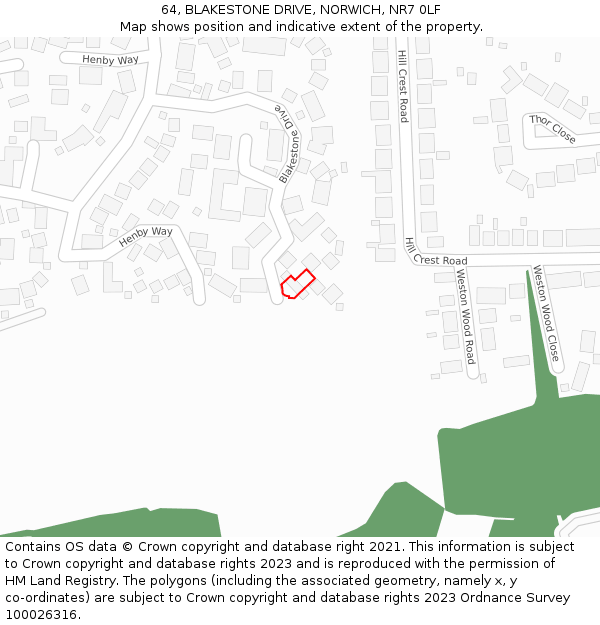 64, BLAKESTONE DRIVE, NORWICH, NR7 0LF: Location map and indicative extent of plot