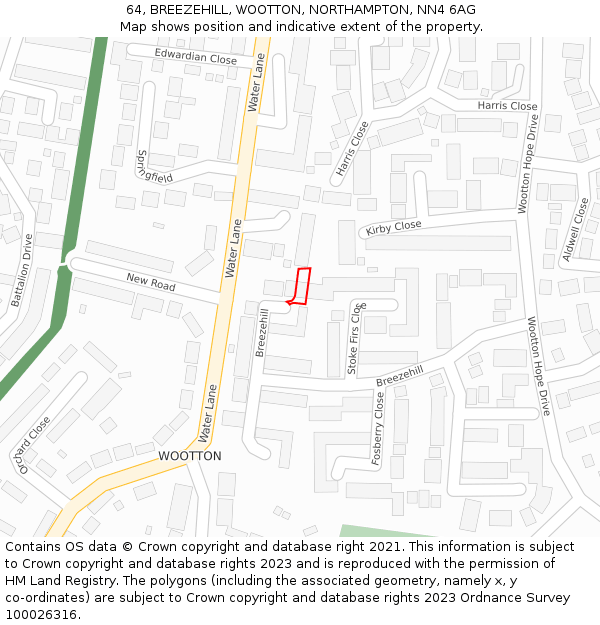 64, BREEZEHILL, WOOTTON, NORTHAMPTON, NN4 6AG: Location map and indicative extent of plot