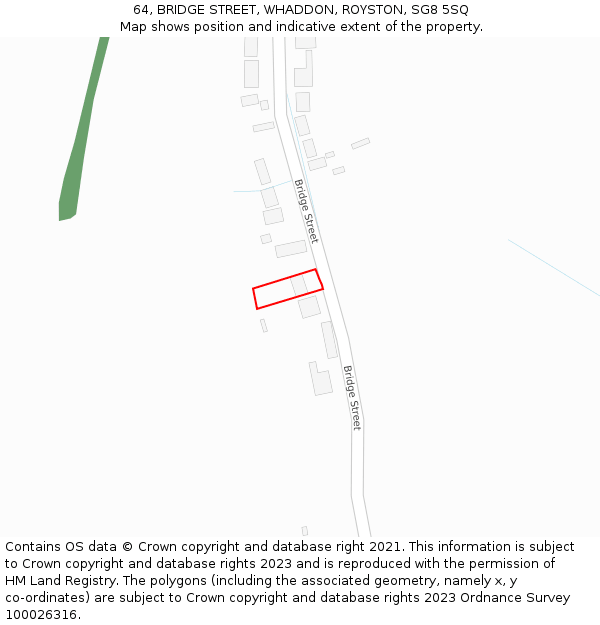 64, BRIDGE STREET, WHADDON, ROYSTON, SG8 5SQ: Location map and indicative extent of plot