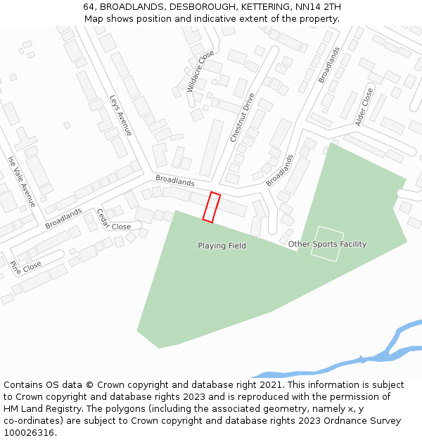 64, BROADLANDS, DESBOROUGH, KETTERING, NN14 2TH: Location map and indicative extent of plot