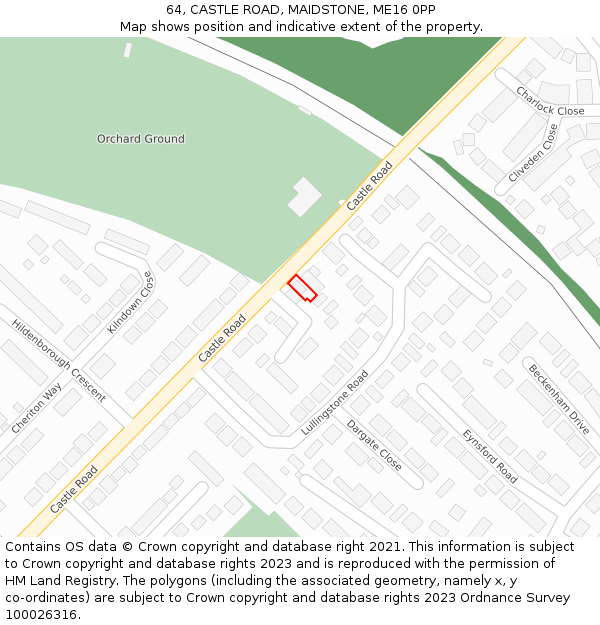 64, CASTLE ROAD, MAIDSTONE, ME16 0PP: Location map and indicative extent of plot