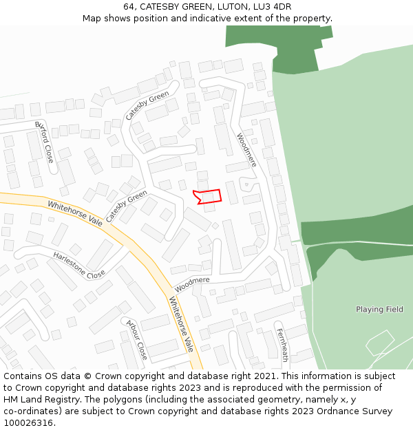 64, CATESBY GREEN, LUTON, LU3 4DR: Location map and indicative extent of plot
