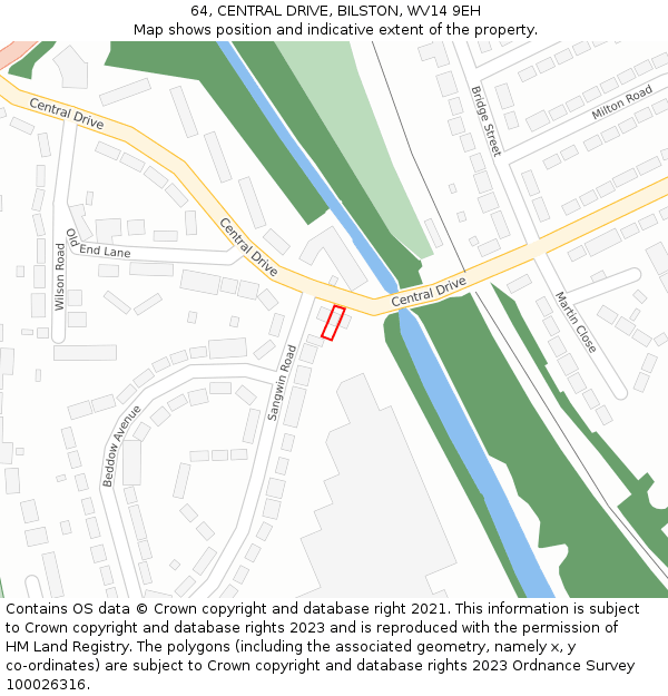 64, CENTRAL DRIVE, BILSTON, WV14 9EH: Location map and indicative extent of plot