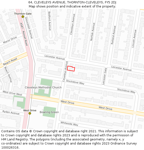 64, CLEVELEYS AVENUE, THORNTON-CLEVELEYS, FY5 2DJ: Location map and indicative extent of plot