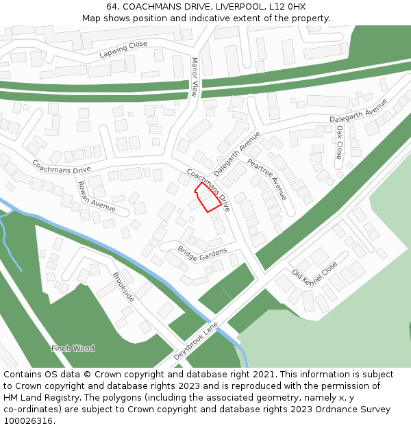 64, COACHMANS DRIVE, LIVERPOOL, L12 0HX: Location map and indicative extent of plot