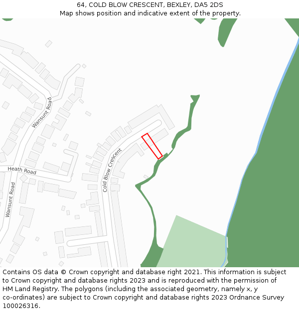 64, COLD BLOW CRESCENT, BEXLEY, DA5 2DS: Location map and indicative extent of plot