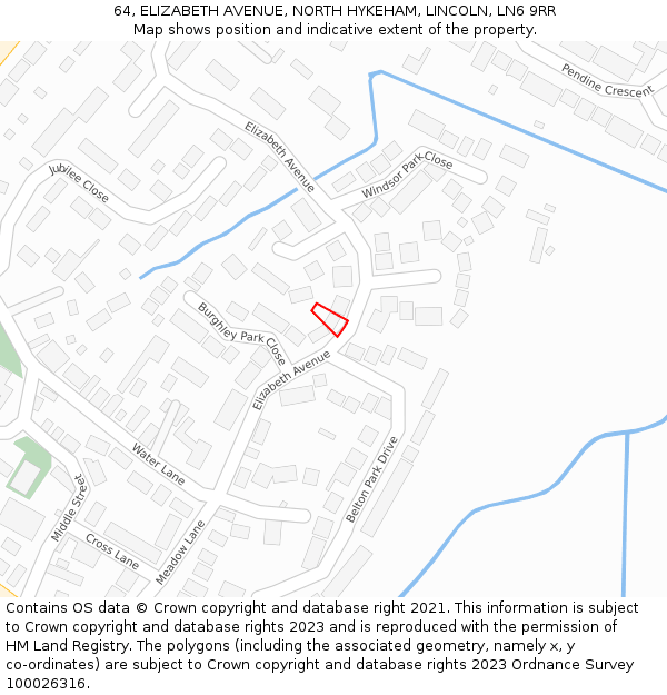 64, ELIZABETH AVENUE, NORTH HYKEHAM, LINCOLN, LN6 9RR: Location map and indicative extent of plot