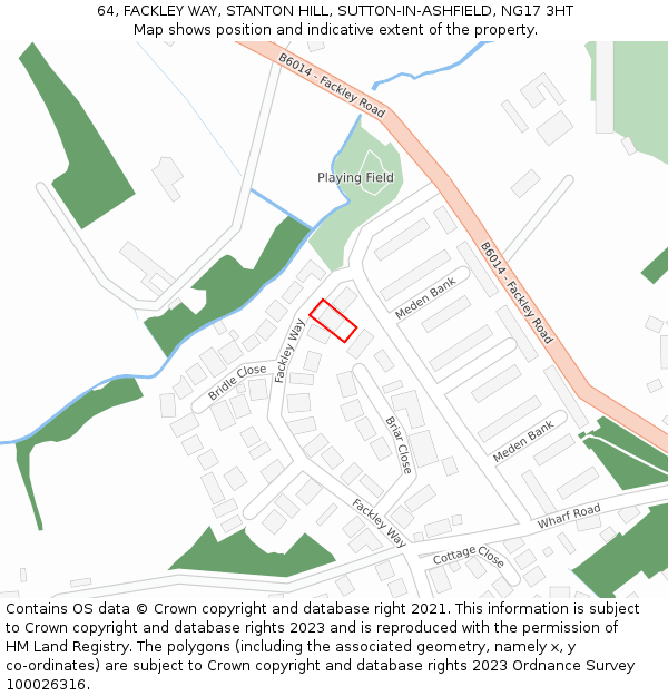 64, FACKLEY WAY, STANTON HILL, SUTTON-IN-ASHFIELD, NG17 3HT: Location map and indicative extent of plot