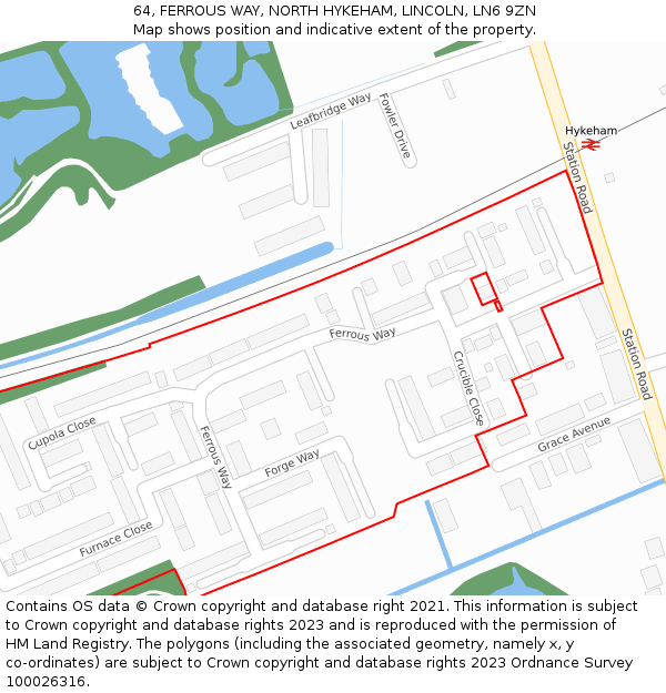 64, FERROUS WAY, NORTH HYKEHAM, LINCOLN, LN6 9ZN: Location map and indicative extent of plot