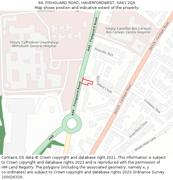 64, FISHGUARD ROAD, HAVERFORDWEST, SA61 2QA: Location map and indicative extent of plot