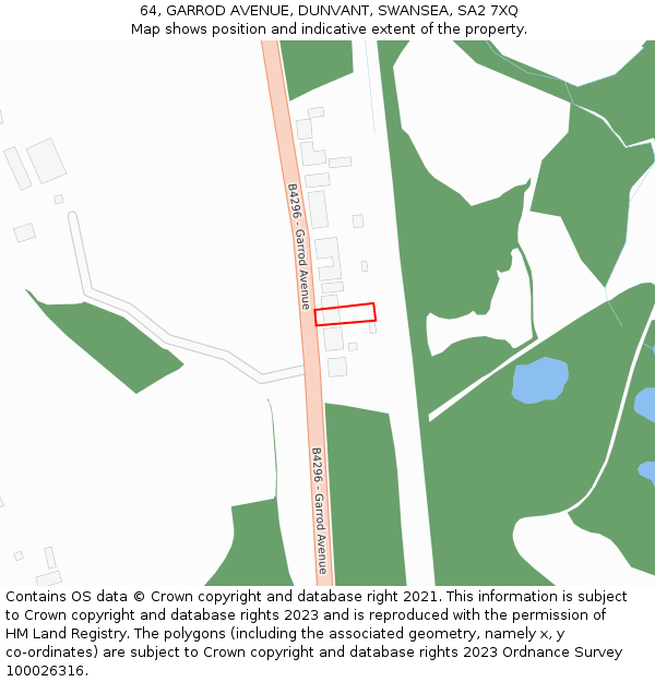 64, GARROD AVENUE, DUNVANT, SWANSEA, SA2 7XQ: Location map and indicative extent of plot