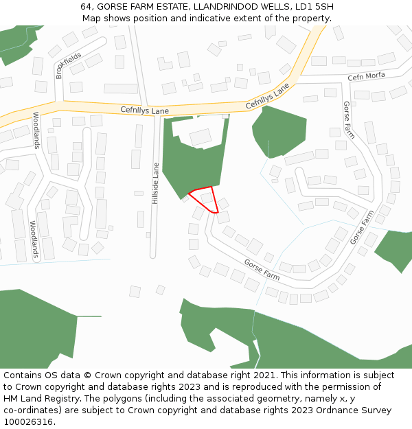 64, GORSE FARM ESTATE, LLANDRINDOD WELLS, LD1 5SH: Location map and indicative extent of plot