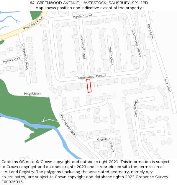 64, GREENWOOD AVENUE, LAVERSTOCK, SALISBURY, SP1 1PD: Location map and indicative extent of plot